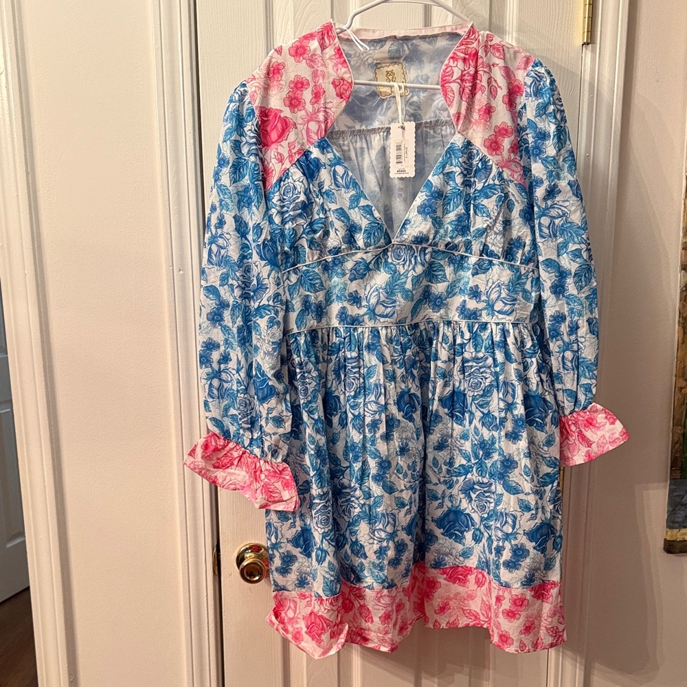 Simply Southern Blue and Pink Floral Mini Dress